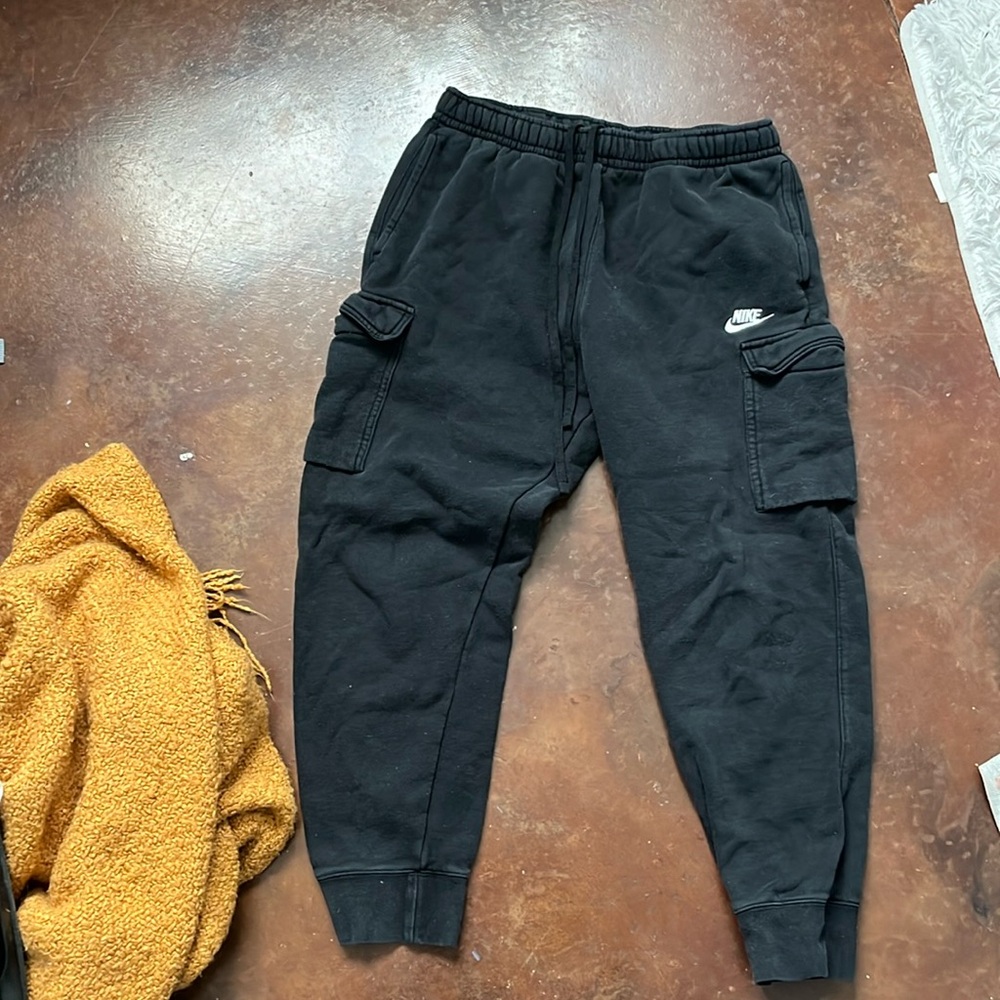 Lived in and super cozy black cargo joggers